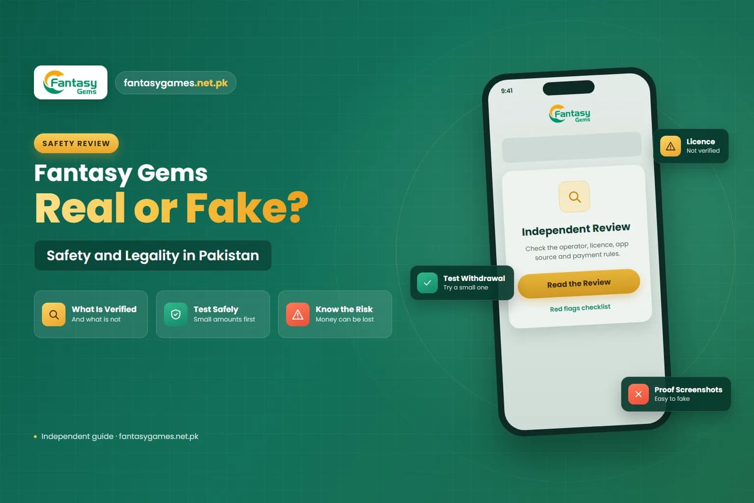 Fantasy Gems real or fake safety review graphic with verified and unverified points Fantasy Gems real or fake safety review graphic with verified and unverified points